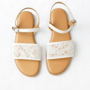 Girls Dress Sandals | White Lace | Size 5 | Special Occasion Shoes